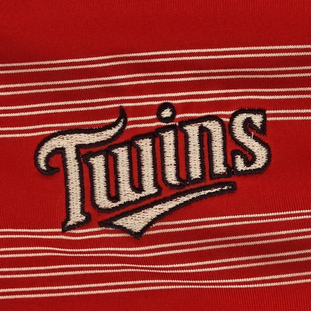 Nike Golf Minnesota Twins Dri Fit Men's 2XL Red Striped Polo Shirt MLB Baseball